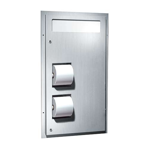 ASI 0484-R Toilet Seat Cover & Toilet Tissue Dispenser - Dual Access - Partition Mounted, Reversed
