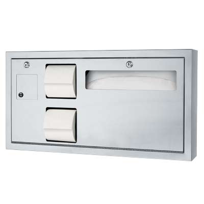 ASI 0487-L-9 Toilet Seat Cover & Toilet Tissue Dispenser with Sanitary Napkin Disposal - Horizontal, ADA - Surface Mounted