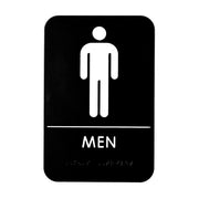 Men's Braille Restroom Sign, ADA Compliant, Black & White w/ Adhesive Strips Included, 6