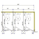 ASI Global Toilet Partition, 3 In Corner Compartments, Metal, 108"W x 62"D, Quick Ship - IC33662-G - TotalRestroom.com