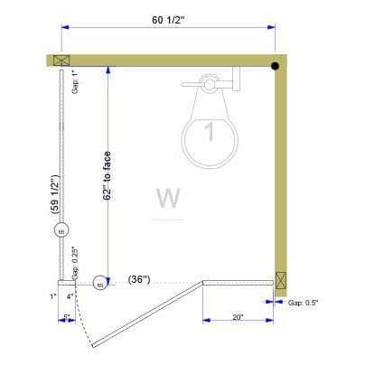 ASI Global Bathroom Partition, 1 ADA In Corner Compartment, Metal, 60