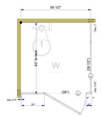 Accurate Bathroom Partition, 1 ADA In Corner Compartment, Metal, 60"W x 62"D, Fast Ship - ICADA-G