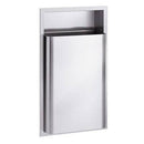 Bradley 346-10 Commercial Restroom Waste Receptacle, 12 Gallon, Semi-Recessed-Mounted, 15-5/8" W x 29-1/8" H, 4" D, Stainless Steel - TotalRestroom.com