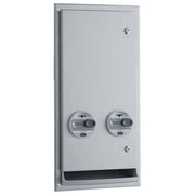 Bobrick B-370639 25 Commercial Restroom Sanitary Napkin/ Tampon Dispenser, 25 Cents, Surface-Mounted, Stainless Steel - TotalRestroom.com