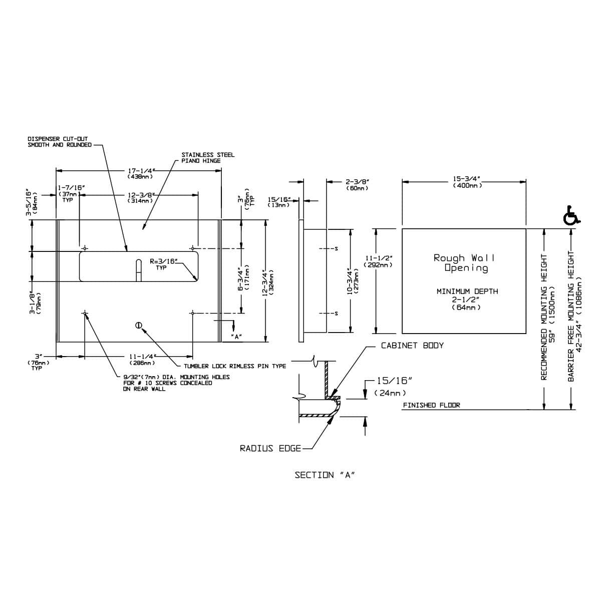 ASI 9477 Commercial Toilet Seat Cover Dispenser, Recessed-Mounted, Stainless Steel - TotalRestroom.com