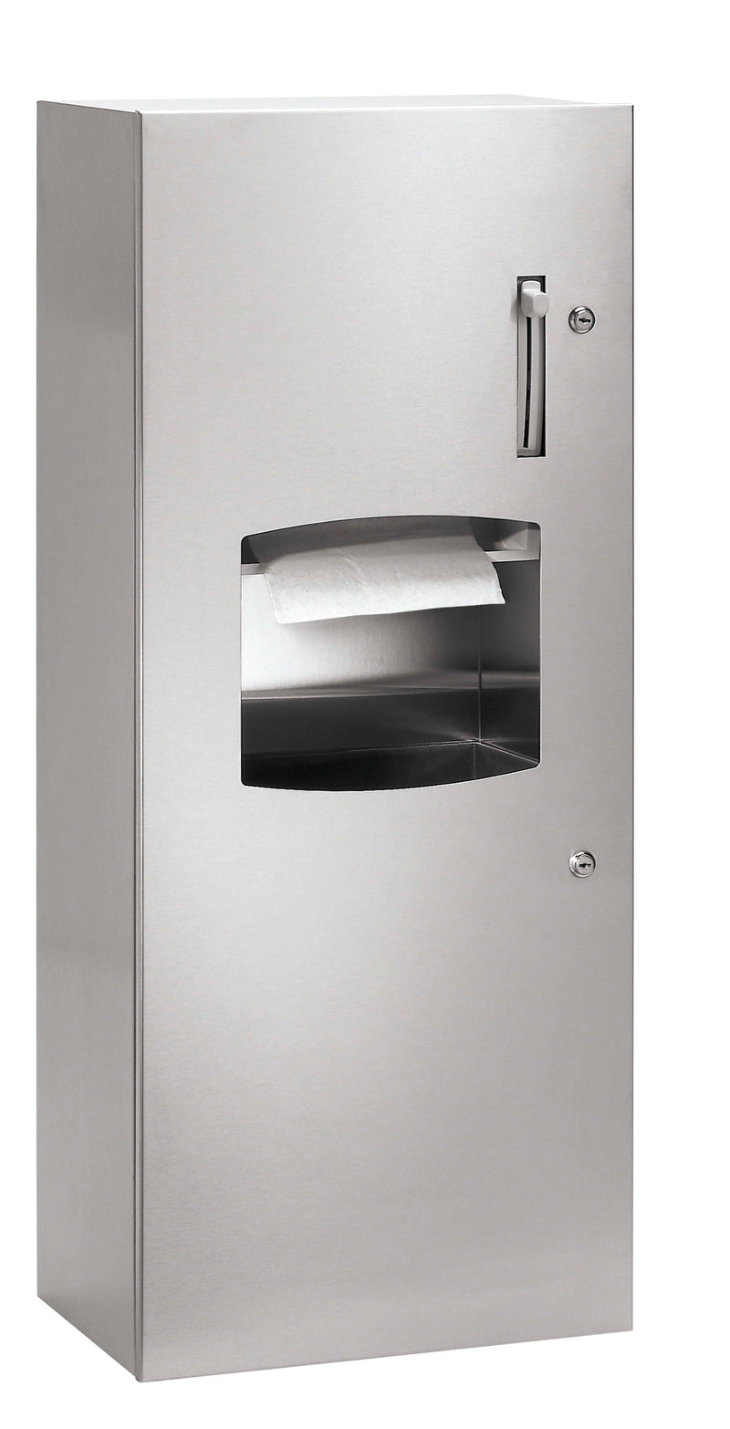 Bradley 2277-11 Combination Commercial Paper Towel Dispenser/Waste Receptacle, Surface-Mounted, Stainless Steel - TotalRestroom.com