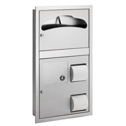 Bradley 5912-1069 Commercial Toilet Paper/Seat Cover Dispenser, Semi-Recessed-Mounted, Stainless Steel - TotalRestroom.com