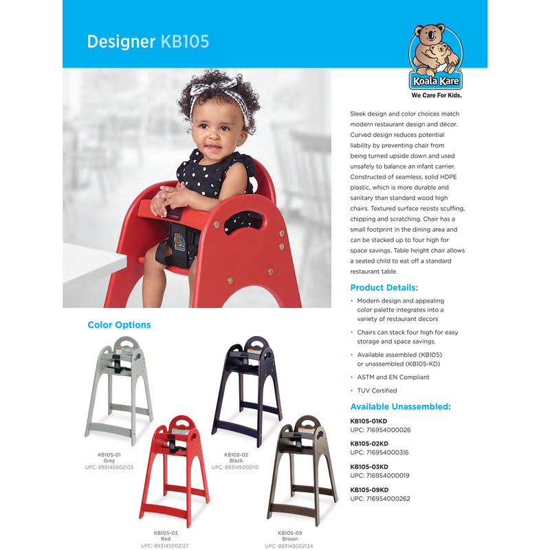 Koala Kare Designer High Chair (Red) Knockdown High Chair - KB105-03-KD