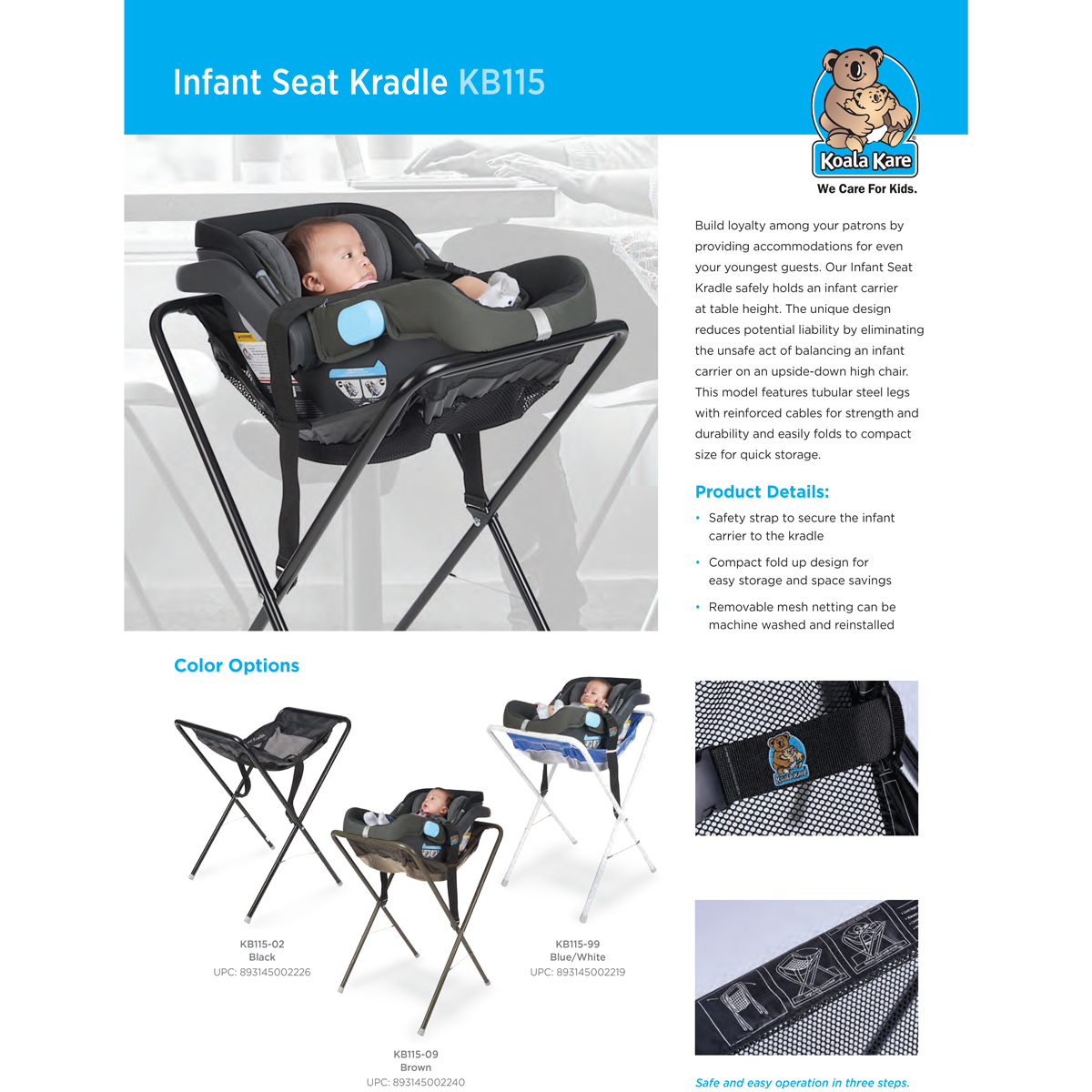 Koala Kare Infant Seat Kradle (Black) Infant Seat Kradle - KB115-02