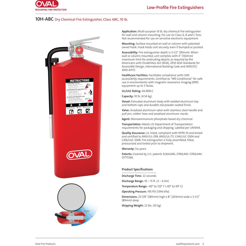 Oval 10HABC Fire Extinguisher, Surface Mounted