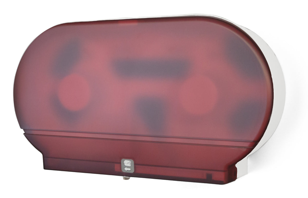 Palmer Fixture Twin 9" Jumbo Tissue Dispenser Red Translucent, RD002726
