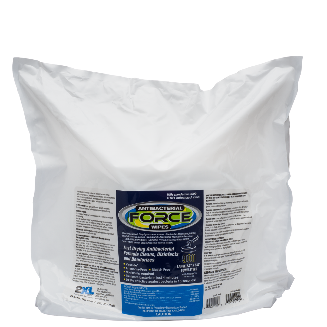 2XL Force Disinfecting Wipes Refill, 8 X 6, White, 900/Pack, 2/Carton - TXLL4014