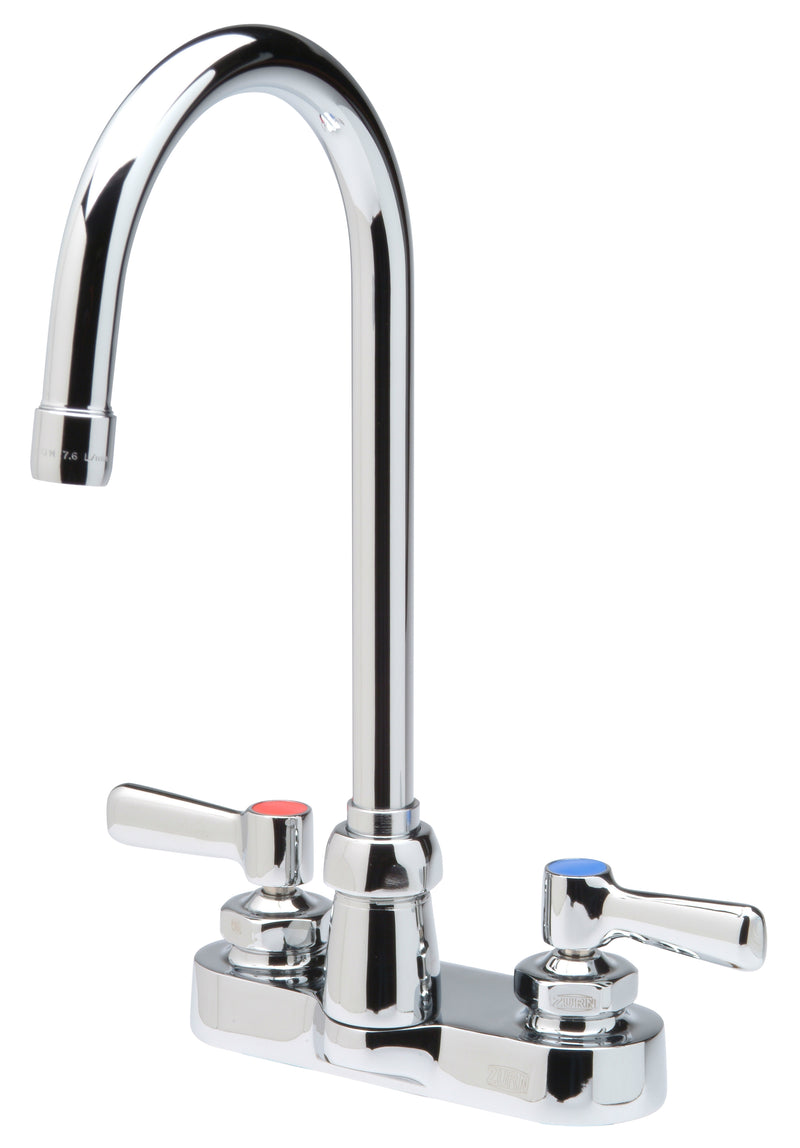 Zurn Z812B1-XL AquaSpec Gooseneck Faucet," 4" Centerset, 5 3/8" Spout, 2.2 gpm Pressure-Compensating Aerator, Lever Handles