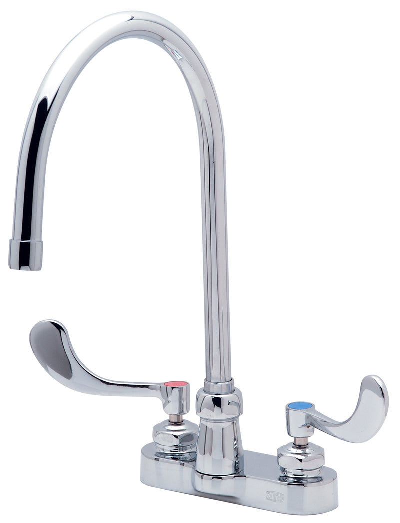 Zurn Z812C4-XL AquaSpec Gooseneck Faucet," 4" Centerset, 8" Spout, 2.2 gpm Pressure-Compensating Aerator," 4" Wrist Blade Handles