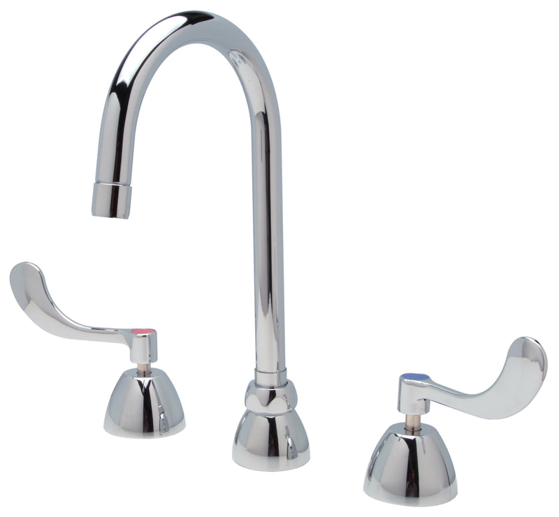 Zurn Z831B4-XL-3F AquaSpec Widespread Gooseneck Faucet," 5 3/8" Spout, 0.5 gpm Vandal Resistant Pressure-Comp Spray," 4" Wrist Blades