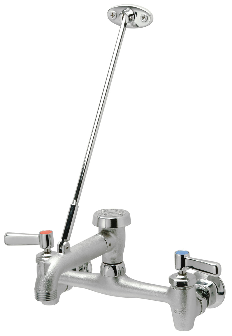Zurn Z843M1-CS-RC AquaSpec Wall-Mount Service Sink Faucet -Vacuum-Breaker, Pail Hook, Wall Brace, Check Stop, Lever Handles-Rough Chrome
