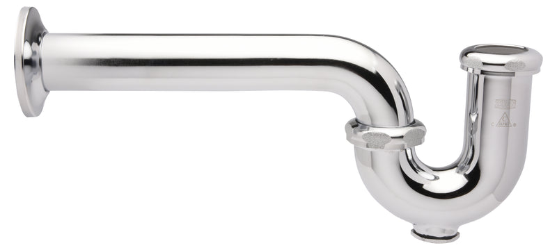 Zurn Z8701-PC P-Trap w/ Wall Bend and Cleanout, 1 1/4” Inlet," 1 1/2" Outlet, 17 Gauge, Die Cast Nuts, Shallow Escutcheon," 10 1/2"