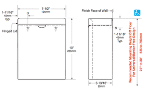 Bobrick B-270 Commercial Restroom Sanitary Napkin/Tampon Disposal, Surface-Mounted, Stainless Steel - TotalRestroom.com