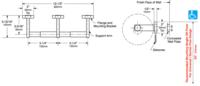 Bobrick B-283-604 Theft-Resistant Spindle