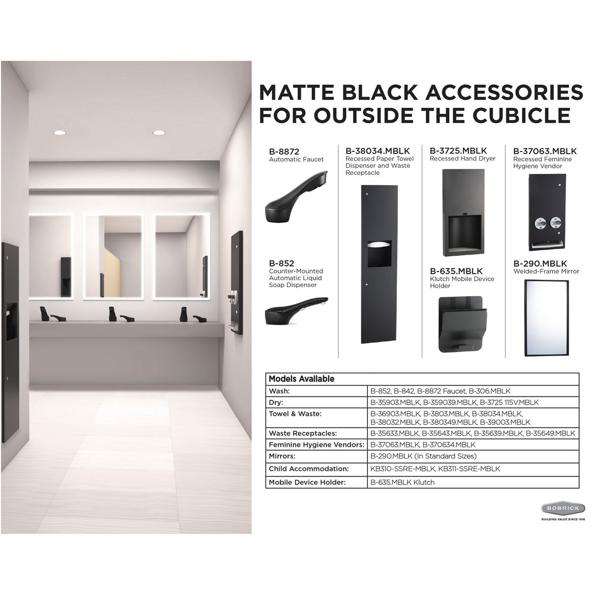 Bobrick 35643.MBLK Matte Black Trimline Recessed Wr (45.4L)