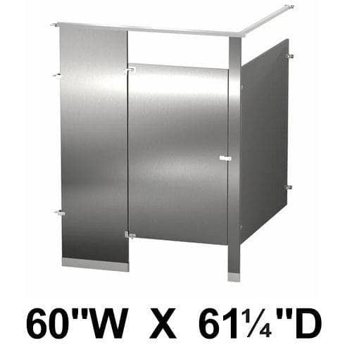 Bradley ICADA Toilet Partition, 1 ADA In Corner Compartment, 60"W x 61-1/4"D, Stainless Steel - TotalRestroom.com