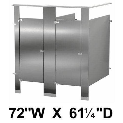 Bradley IC23660 Toilet Partition, 2 In Corner Compartments, 72"W x 61-1/4"D, Stainless Steel - TotalRestroom.com