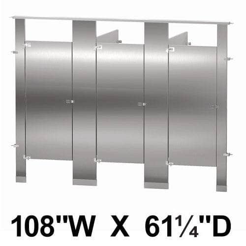 Bradley IC33660 Toilet Partition, 3 In Corner Compartments, 108"W x 61-1/4"D, Stainless Steel - TotalRestroom.com