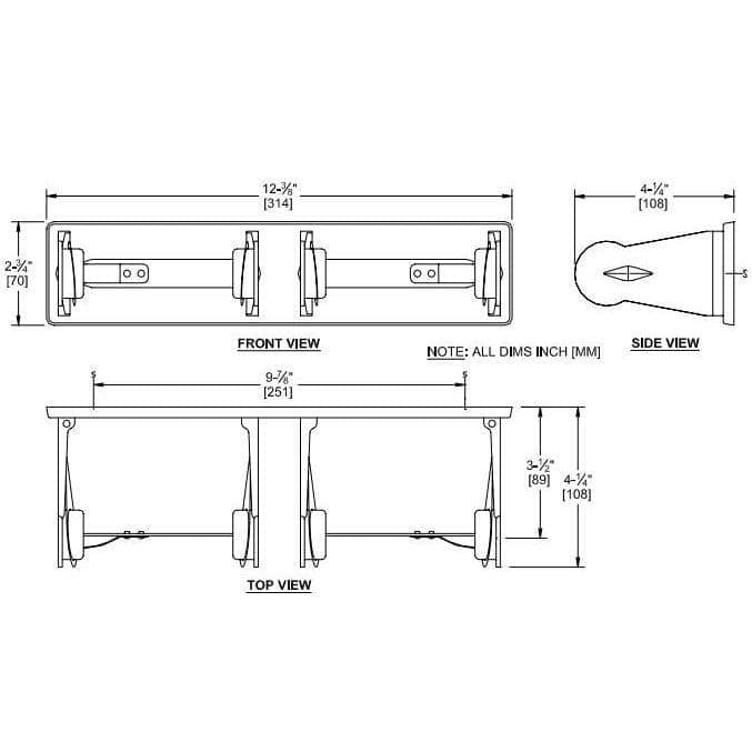 ASI 0715 Commercial Double Roll Toilet Paper Dispenser, Surface-Mounted, Metal - TotalRestroom.com