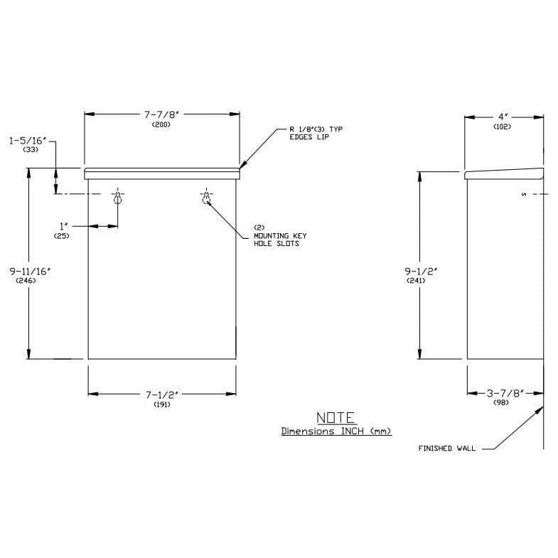 ASI 0852 Commercial Restroom Sanitary Napkin Disposal, Surface-Mounted, Stainless Steel - TotalRestroom.com