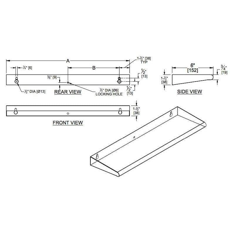 ASI 20692-630 Commercial Restroom Shelf, 6" D x 30" L, Roval-Surface-Mounted, Stainless Steel - TotalRestroom.com