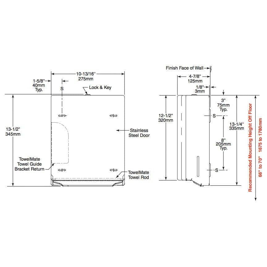 Bobrick B-4262 Commercial Paper Towel Dispenser, Surface-Mounted, Stainless Steel - TotalRestroom.com