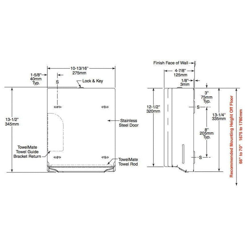 Bobrick B-4262 Commercial Paper Towel Dispenser, Surface-Mounted, Stainless Steel - TotalRestroom.com