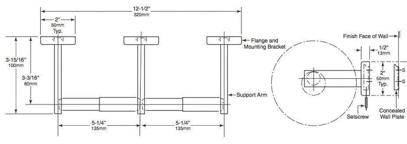 Bobrick B-76867 Commercial Toilet Paper Dispenser, Surface-Mounted, Stainless Steel w/ Satin Finish - TotalRestroom.com