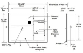 Bobrick B-3094 Combination Commercial Sanitary Napkin Disposal and Toilet Paper Dispenser, Recessed-Mounted, Stainless Steel - TotalRestroom.com