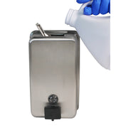 Bobrick B-2111 Commercial Liquid Soap Dispenser, Surface-Mounted, Manual-Push, Stainless Steel - 40 Oz