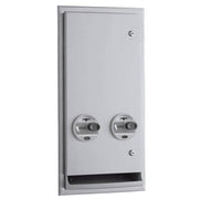 Bobrick B-3706C Commercial Restroom Sanitary Napkin/ Tampon Dispenser, Free-Operated, Semi Recessed/Recessed-Mounted, Stainless Steel - TotalRestroom.com
