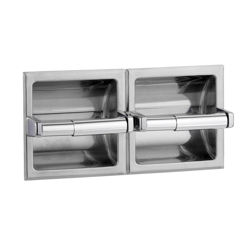 Bobrick B-697 Commercial Toilet Paper Dispenser, Recessed-Mounted, Stainless Steel w/ Bright-Polished Finish