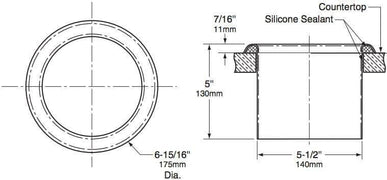 Bobrick B-529 Commercial Restroom Circular Waste Chute for Countertops, Counter-Mounted, Stainless Steel - TotalRestroom.com