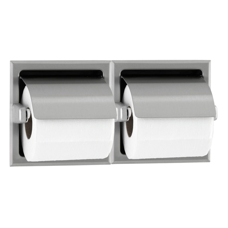 Bobrick B-6997 Commercial Toilet Paper Dispenser w/ Hood, Recessed-Mounted, Stainless Steel w/ Satin Finish