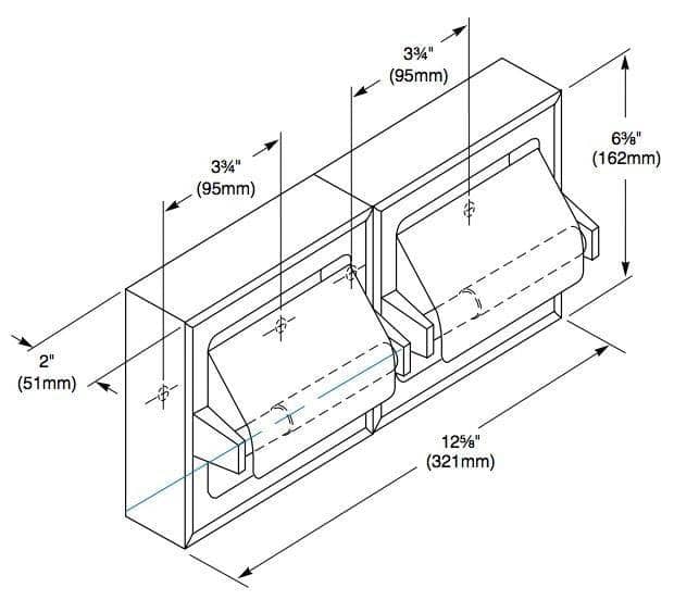 Bradley 5126-000000 Commercial Toilet Paper Dispenser, Surface-Mounted, Stainless Steel w/ Bright-Polished Finish - TotalRestroom.com