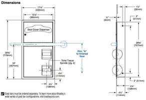 Bradley 5922-00 Commercial Toilet Paper/Seat Cover Dispenser, Recessed-Mounted, Stainless Steel - TotalRestroom.com
