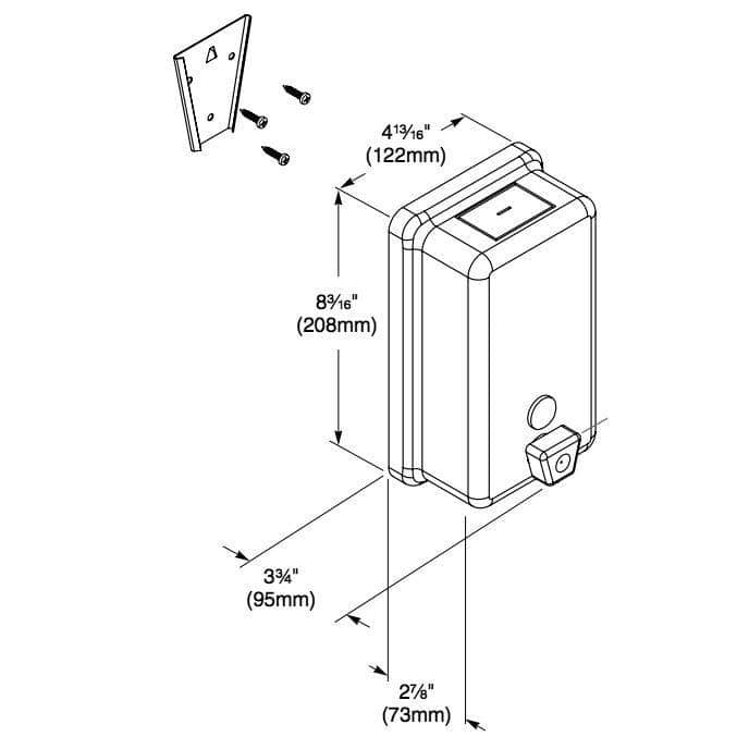 Bradley 6563 Commercial Liquid Soap Dispenser, Surface-Mounted, Manual-Push, Stainless Steel - 40 Oz - TotalRestroom.com