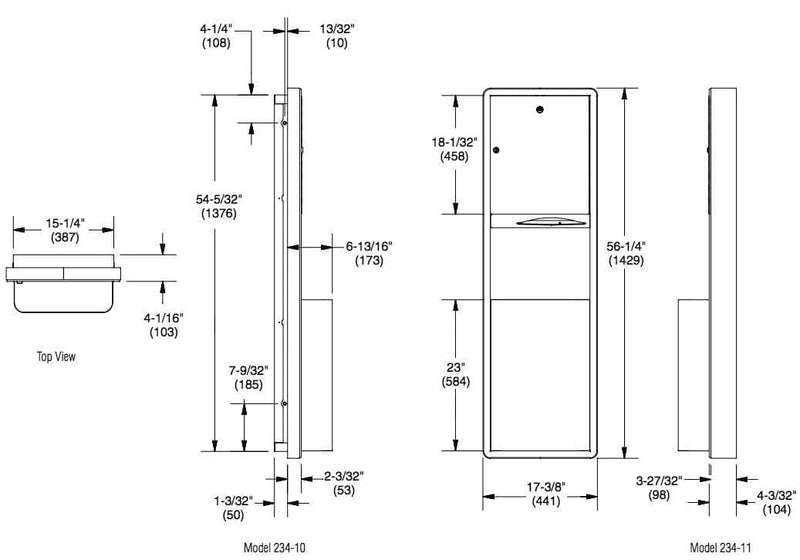 Bradley 234-10 Commercial Paper Towel Dispenser/Waste Receptacle, Semi-Recessed-Mounted, Stainless Steel - TotalRestroom.com