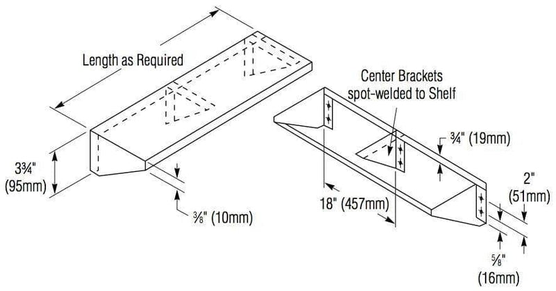 Bradley 755-024000 Commercial Restroom Shelf, 24" Length, Surface-Mounted, Stainless Steel - TotalRestroom.com