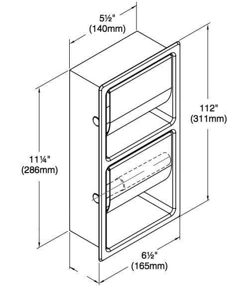 Bradley 5127-00 Commercial Toilet Paper Dispenser, Recessed-Mounted, Stainless Steel w/ Bright-Polished Finish - TotalRestroom.com