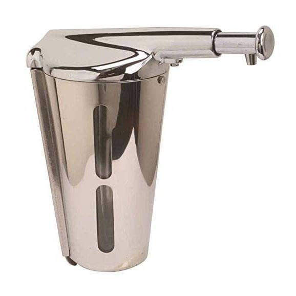 Bradley 657 Commercial Liquid Soap Dispenser, Surface-Mounted, Manual-Push, Brass w/ Chrome Finish - 12 Oz - TotalRestroom.com