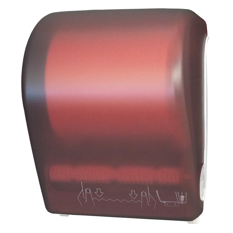 Palmer Fixture AutoCut Pull Down Roll Towel Dispenser Red Translucent, TD020126