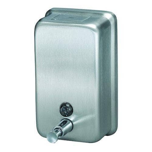 Bradley 6562-730000 Commercial Foam Soap Dispenser, Surface-Mounted, Manual-Push, Stainless Steel - 40 Oz - TotalRestroom.com