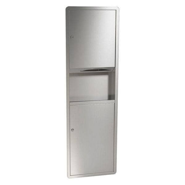 Bradley 235-00 Combination Commercial Paper Towel Dispenser/Waste Receptacle, Recessed-Mounted, Stainless Steel