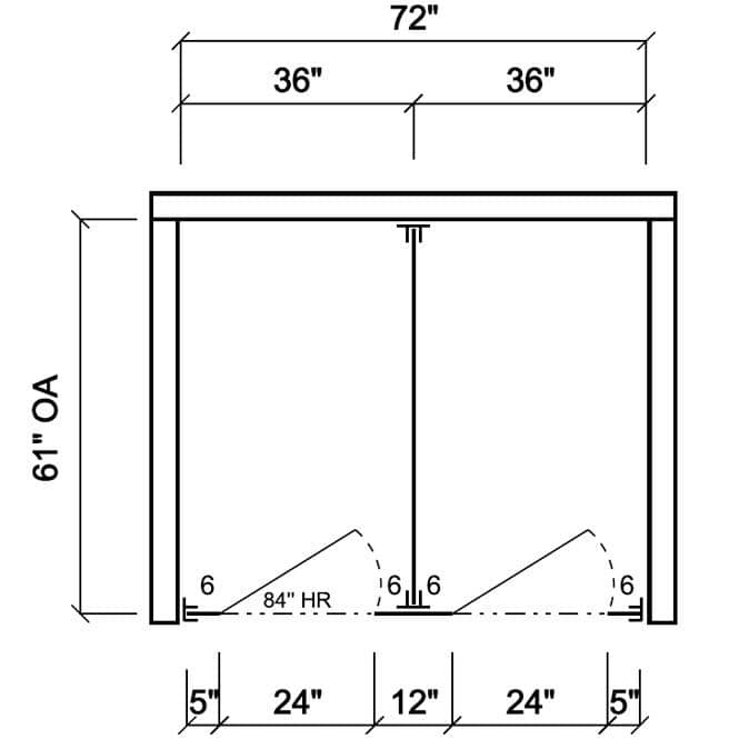 Scranton Toilet Partition, 2 Between Wall Compartments, Plastic, 72"W x 61-1/4"D, BW23660-PL-SCRANTON - TotalRestroom.com